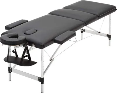 Image de Table de massage en aluminium - réglable & pliable - banc de traitement - charge de 250?kg - noir