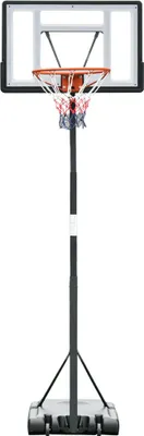 Image de HOMCOM Panier de Basket extérieur avec poteau panneau, base de lestage sur roulettes hauteur réglable 2,55 - 3,05 m (panier) usage intérieur extérieur noir blanc