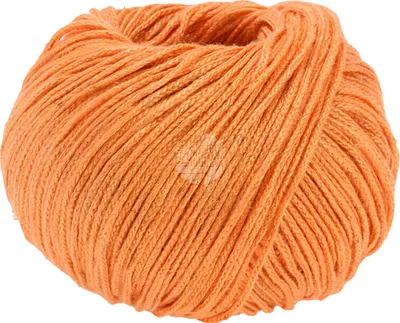 A ball of orange yarn on a white background.