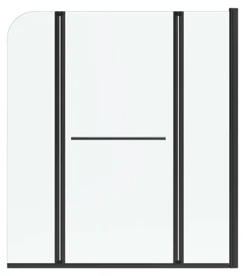 Produktbild von Badewannenfaltwand Marwell , 3-flg. 125 x 140 cm - Duschwand für Badewanne in matt schwarz - Badewannenaufsatz mit klarglas - Duschabtrennung mit Handtuchhalter
