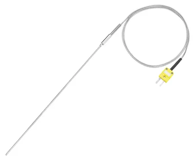 Thermoelement Typ K, Sonde 1x455 mm, -50 bis 1100 °C, 1000 mm Kabel