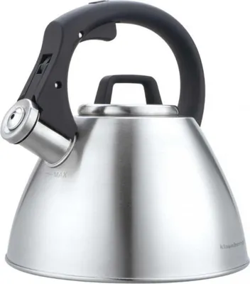 Produktbild von Flötenkessel Wasserkessel Teekessel Aus Edelstahl 2,5L Mit Pfeife Soft-Touch-Griff Silber Klausberg KB-7951