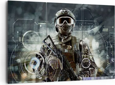 Produktbild von Bild auf Leinwand - Leinwandbild - Soldat Gewehr - 165x110cm - Wand Bild - Wanddeko - Wandbilder - Leinwanddruck - Bilder - Kunstdruck - Wanddekoration - Leinwand bilder - Wandkunst - CE165x110-4071