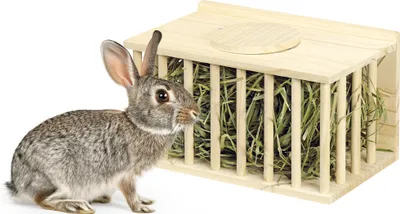 Produktbild von Navaris Meerschweinchen Haus - Heuraufe für Meerschweinchen - Meerschweinchen Zubehör - Hasen Zubehör - Heuraufe Kaninchen - Natürliches Kiefernholz -