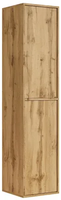Produktbild von Badezimmerschrank Mali 38 x 33 x 160 cm - Eiche - Hängender Seitenschrank mit 2 Türen