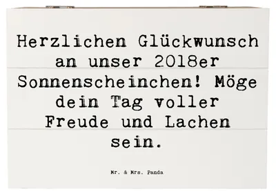 Produktbild von Mr. & Mrs. Panda Box Spruch 2018 Geburtstag Sonnenscheinchen 22 x 15 cm - Weiß - Geschenk, einzigartig, 2018er, Kiste mit Deckel, fotobox, Geburtstagsgeschenk, Alter