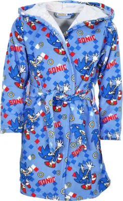Produktbild von Sonic the Hedgehog Kinder Fleece Bademantel mit Kapuze – Blau / 98/104