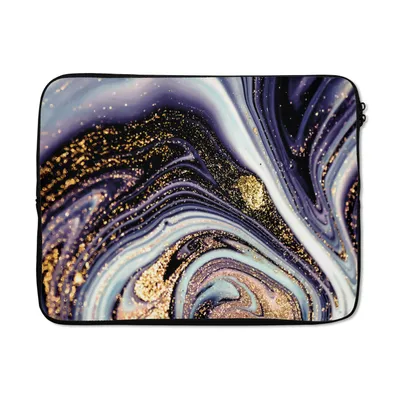 Produktbild von MuchoWow® Laptop Hülle 17 Zoll Laptoptasche Marmor - Lila - Luxus - Marmoroptik - Glitzer - Zipper - Schutzabdeckung