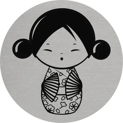 Produktbild von CombiCraft Aluminium Türschild "Damen" im asiatischem Design 75 mm Durchmesser und doppelseitigem Klebeband