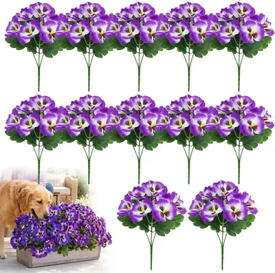 Image de Plantes artificielles pour décoration, lot de 12, résistantes aux UV, diamètre de 6 cm, idéales pour balcon et jardin