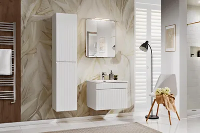 Zdjęcie produktu dla Kompletny Zestaw Łazienkowy 60 Cm Biały Mat Lustro Led Umywalka