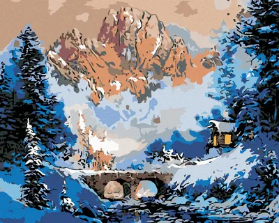 Produktbild von Zuty - Malen nach Zahlen - HÜTTE AN DER BRÜCKE IM WINTER, 40x50 cm, mit Keilrahmen (bereits gespannt)