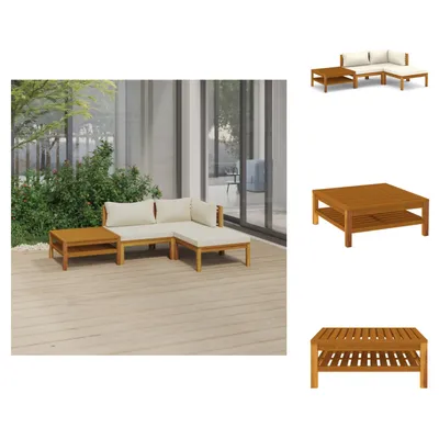 Produktbild von vidaXL 4-tlg. Garten-Lounge-Set mit Creme Kissen Massivholz Akazie - Gartenmöbel-Sets