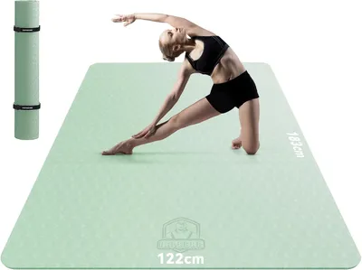 Immagine prodotto di Tappetino da yoga antiscivolo in TPE, dimensioni 183 x 122 cm, con borsa per il trasporto e due cinghie con velcro