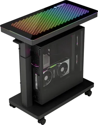 Produktbild von Höhenverstellbarer Computer Tower Ständer mit Rollen und Maus Pad