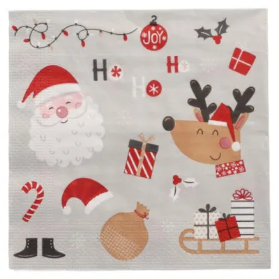 Produktbild von 3-lagige Servietten Weihnachten 1/4 33 x 33 cm 20 Stück.