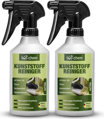 Produktbild von bio-chem Kunststoffreiniger 2X 500 ml, PVC-Reiniger, Rauchgeruch-Entferner, Nikotin-Entferner, Kraftreiniger für Kunststoff-Fenster, Fenster-Rahmen, Heizkörper, Gartenmöbel, u.v.m.