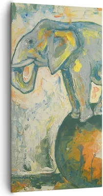 Produktbild von Bild auf Leinwand - Leinwandbild - Elefant Abstraktion - 65x120cm - Wand Bild - Wanddeko - Leinwanddruck - Bilder - Kunstdruck - Wanddekoration - Leinwand bilder - Wandkunst - PA65x120-3566