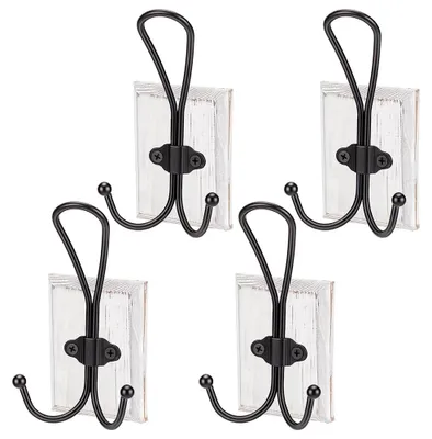 Immagine prodotto di Omgoods - Set di 4 ganci da parete in legno, stile rustico, per montaggio a parete
