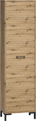 Productafbeelding van FURNLUX Garderobekast Nevio, eikenhout en zwart, 55 cm / Hoofdkleur: Beige / Afmetingen: 55 x 200 x 34 cm