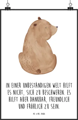 Produktbild von Mr. & Mrs. Panda Bild Bär Schulterblick DIN A0 - Weiß - Geschenk, Teddy, wanddeko, Bärenliebe, Selbstachtung, drucke, Plakat, Bären, Wandbild, Motivation, Kunstdruck