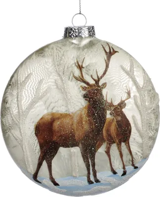 Produktbild von Goodwill Weihnachtskugel Hirsch in Schneewittchen-Braun, 13,5 cm pro Stück