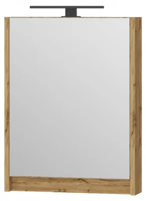 Zdjęcie produktu dla OMEBLE Szafa, szafka wisząca 50 cm Dąb Wotan z lustrem i lampą LED