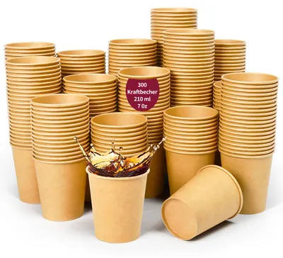 300 Papier-Kaffeebecher 210 ml, braun, Einwegbecher
