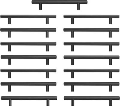 Produktbild von 15er-Pack Küchenmöbelgriffe, 160 mm, schwarz, Türgriff, Türgriff, Türgriff, Türgriff, Türgriff, Türgriffabstand 160 mm, matt, Edelstahl