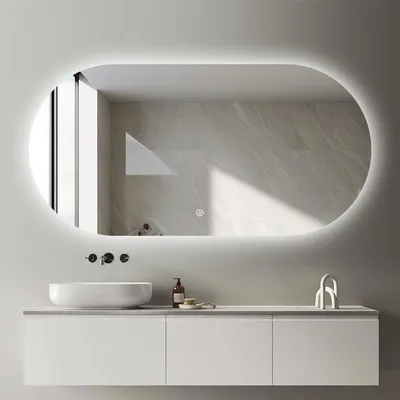 Immagine prodotto di FENOMÉ Victoria Specchio da bagno organico - Illuminazione a LED e riscaldamento dello specchio - 70 × 120 cm