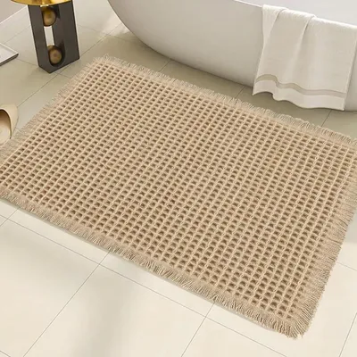 Immagine prodotto di Tappetino da bagno a motivo waffle, super assorbente, antiscivolo, 46 x 77 cm, color marrone