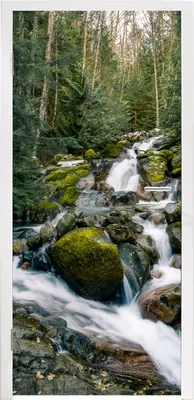 Produktbild von MuchoWow® Türtapete Selbstklebende Türfolie Natur - Wasserfall - Bäume - Herbst 75x205 cm Türposter Türaufkleber Klebefolie Türklebefolie - XXL-Aufkleber - Tür Tapeten