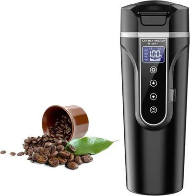 Produktbild von Elektrische Wasserthermometer - 12 V/24 V 500 ml tragbarer Wasserwärmer mit LED-Temperaturanzeige, aus Edelstahl