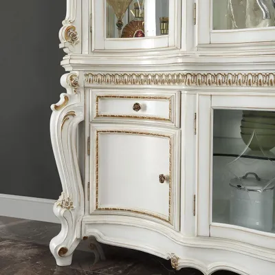 Produktbild von Fernseh Wand Klassisch Wohnwand Echt Handarbeit Holz Vitrine Regal Barock Rokoko