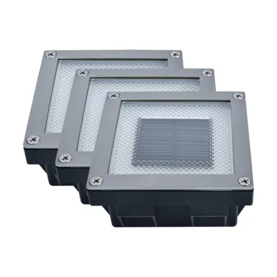 Produktbild von MeLiTec 3er Set - LED Solar Bodenleuchte SEL05 – Einbauleuchte für Pflastersteine, IP67, bis 750 kg, Edelstahl matt gebürstet, inkl. Akku