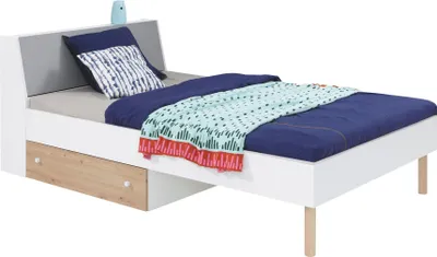 Produktbild von Furniture24 Bett Faro FR14 mit Federkeernmatratze 90x200 cm 1 Schublade Kopfteil mit Staraum Einzelbet