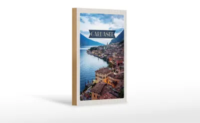 Produktbild von Holzschild Reise 12x18 cm Gardasee Italien Aussicht Stadt See