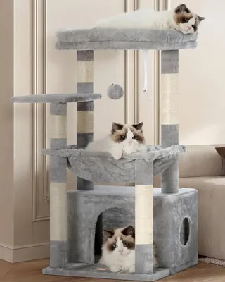 Produktbild von Kratzbaum für Katzen mit großem weichen Bett