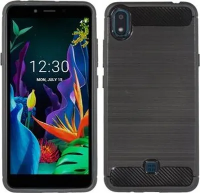 Obrázek produktu pro cofi1453® Silicone Case Bumper Carbon kompatibilní s LG K20 (2019) Case TPU Soft Mobile Phone Case Cover Protective Cover Black
