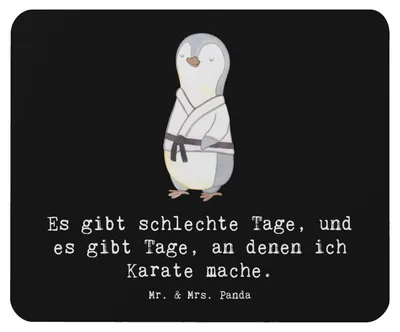 Produktbild von Mr. & Mrs. Panda Mauspad Pinguin Karate - Schwarz - Geschenk, Mousepad, mousematte, Selbstverteidigung, Kampfkunst, Kampfsportart, pc mausunterlage, mausteppich, Verein