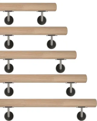 Produktbild von TIBU Eiche Holz Handlauf keilgezinkt unbehandelt Geländer 0,3m - 6m, Länge 200 cm und 2 Edelstahl Halter