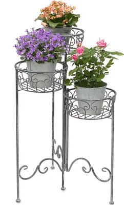 Produktbild von DanDiBo Blumentreppe Metall Rund 75 cm Blumenständer mit 3 Körbe 96012 Blumenständer Blumensäule Pflanzenständer