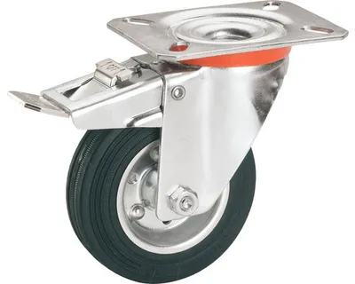 Produktbild von Tarrox Transport-Geräte-Lenkrolle, bis 50 kg, mit Platte und Totalfeststeller, 80 x 107 x 25 mm
