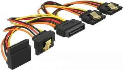 Zdjęcie produktu dla DeLOCK 60147, 0,15 m, SATA 15-pin, 4 x SATA 15-pin, Męska/Żeńska, Czarny, Pomarańczowy, Czerwony, Żółty, Prosty