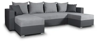 Produktbild von Wohnlandschaft mit Schlaffunktion Beno - U-Form Couch, Ecksofa mit Bettkasten, Couchgranitur mit Bettfunktion, Polsterecke (Dunkelgrau + Grau (Cayenne 1118 + Enjoy 21))