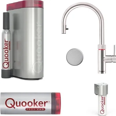 Produktbild von Quooker Flex verchromt PRO3 CUBE SET mit Filter Starterpaket 3XCHRCUBE kochender Wasserhahn