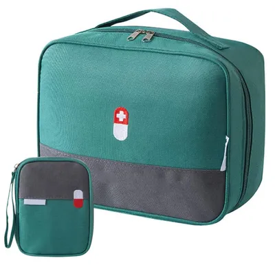Productafbeelding van Medicijntasjes, 2 stuks, groen. Eerste hulp, reisapotheek, voor thuis en onderweg