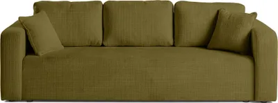 Produktbild von Best Möbel Miro - 3-sitzer Einzelsofa - Schlaffunktion und Bettkasten - aus strukturiertem Samt , Olivgrün