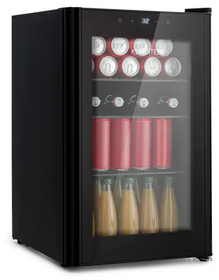 Produktbild von Klarstein Mini Kühlschrank mit Glastür & LED, Mini-Kühlschrank für Zimmer, Getränkekühlschrank Klein mit Herausnehmbaren 3 Ablagen, Kleiner Kühlschrank 70L, Indoor/Outdoor Kühlschrank Leise, 0-10°C