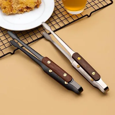 Image de 2 pinces à barbecue en acier, crochets à steak de 25,5 cm, cuisine, ustensile de cuisine, accessoires de barbecue pour la maison